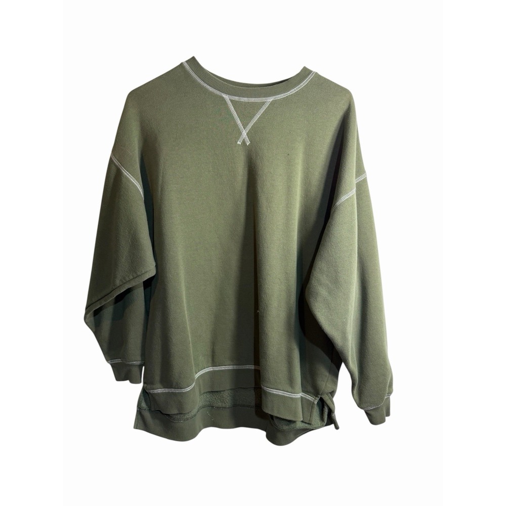 time and tru womens green long sleeve pullover sweat shirt size medium 8 10